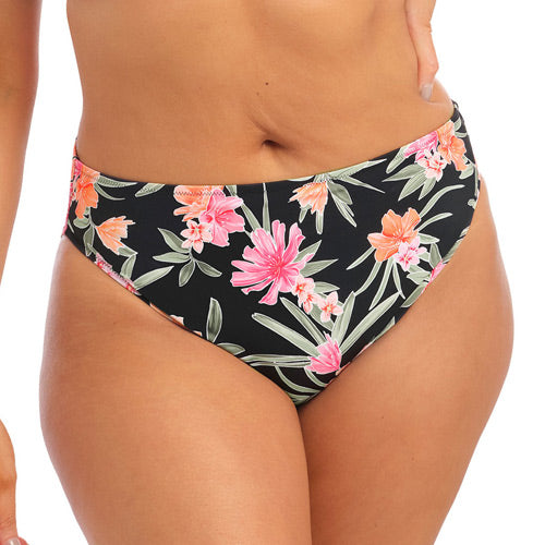 Elomi Swim - Dark Tropics Mid Rise Brief - Black - Size 24 Only