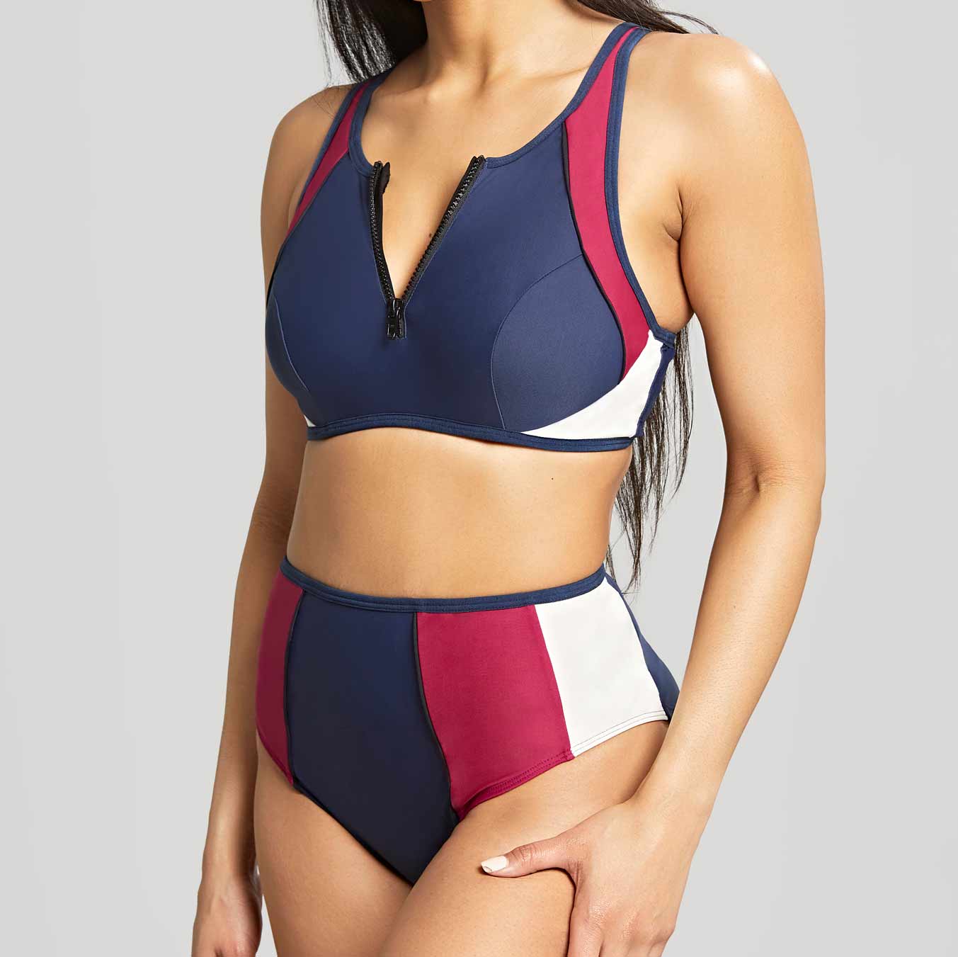 Panache Limitless Crop Top - Navy/Orchid