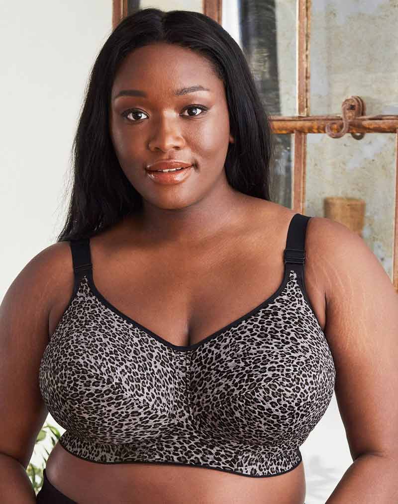 Goddess Celeste Wire-Free Soft Cup Bra - Grey Leopard