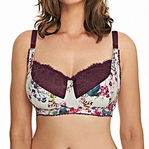 Royce Florence Wire-Free Nursing Bra - Cream & Aubergine