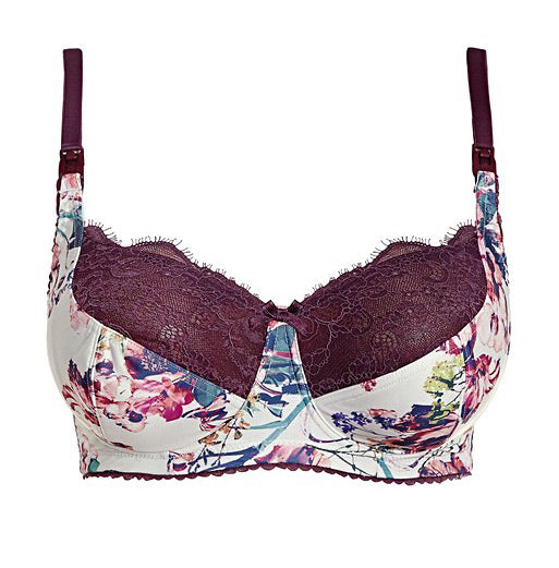Royce Florence Wire-Free Nursing Bra - Cream & Aubergine