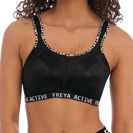 Freya Dynamic Wire-Free Soft Cup Sports Bra - Pure Leopard Black