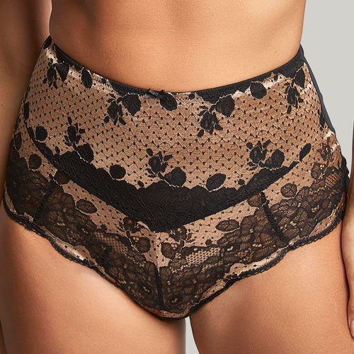 Panache Clara High Waist Brief - Black/Vintage Gold