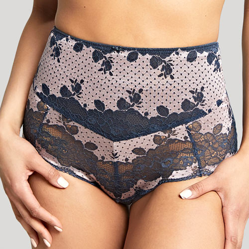 Panache Clara High Waist Brief - Navy/Pearl