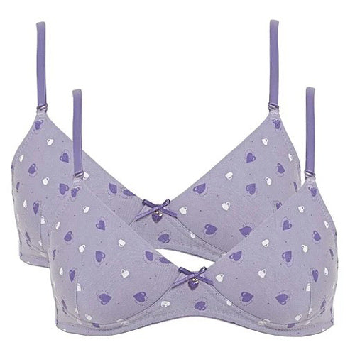 Royce Purple Heart Wire-Free Moulded Teen Bra - Twin Pack