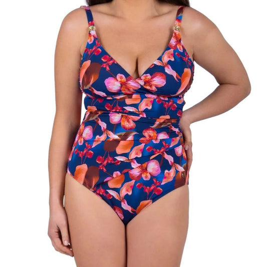 Seaspray Sakura Mock Wrap Swimsuit - Long Length - Blossom