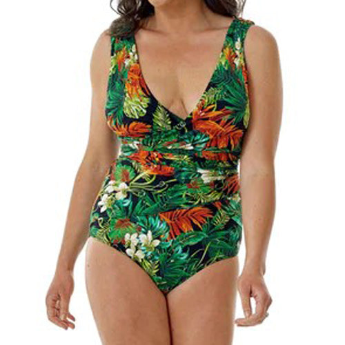 Seaspray Bali Tropical Gathered Swimsuit - Green