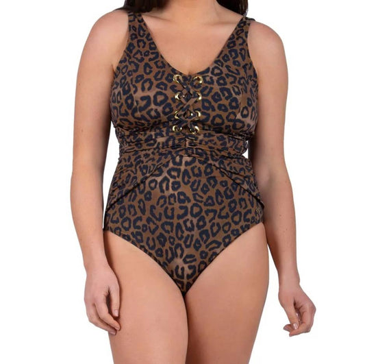 Seaspray Sahara Eyelet Swimsuit - Long Length - Leopard