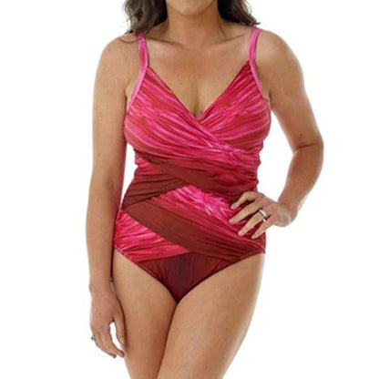 Seaspray Rosa Ombre Doubled Draped Strap Suit - Red