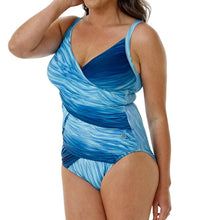 Load image into Gallery viewer, Seaspray Rosa Ombre Doubled Draped Strap Suit - Blue
