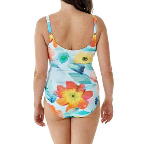 Seaspray Poppy Twist Swimsuit - Long Length - Aqua