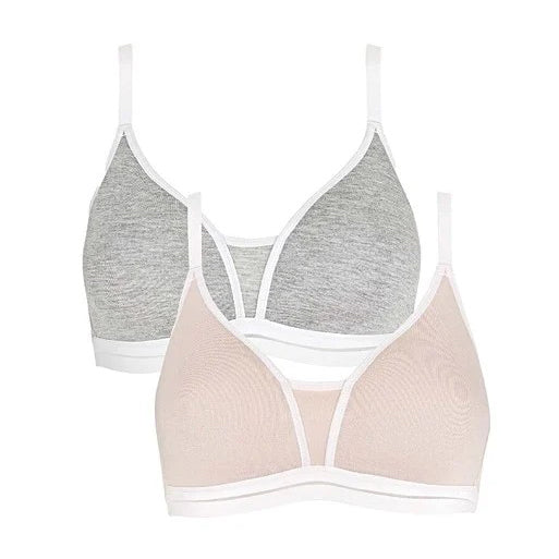 Royce Posie Wire-Free Moulded T-Shirt Bra - Pk 2 - Grey/Blush